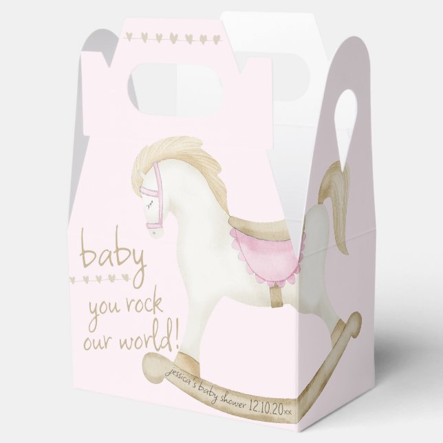 Pink Vintag Rocking Horse Cowgirl Babydusche Geschenkschachtel (Geöffnet)