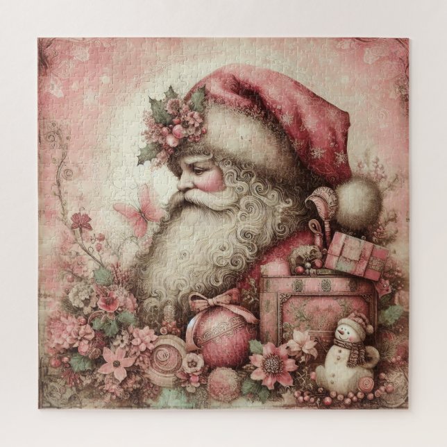 Pink Vintag Santa Puzzle (Vertikal)