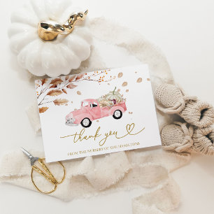 Pink Vintag Truck Fall Baby Dusche Danke Einladung