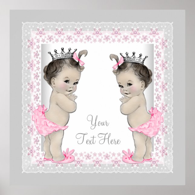 Pink Vintag Twin Baby Girl Princess Poster (Vorne)