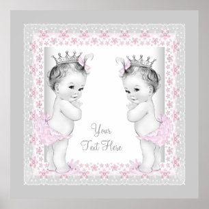 Pink Vintag Twin Baby Girl Princess Poster