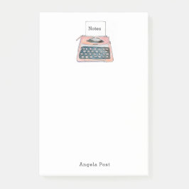 Pink Vintag Watercolor-Schreibmaschine Post-it Klebezettel