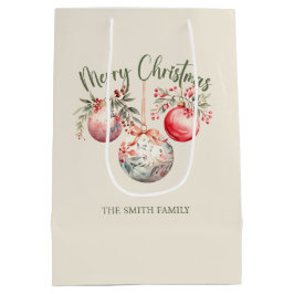 PINK VINTAGE CHRISTMAS ORNAMENT MITTLERE GESCHENKTÜTE