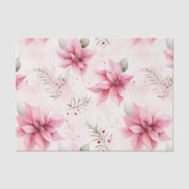 Pink Vintage Christmas Poinsettias Seidenpapier