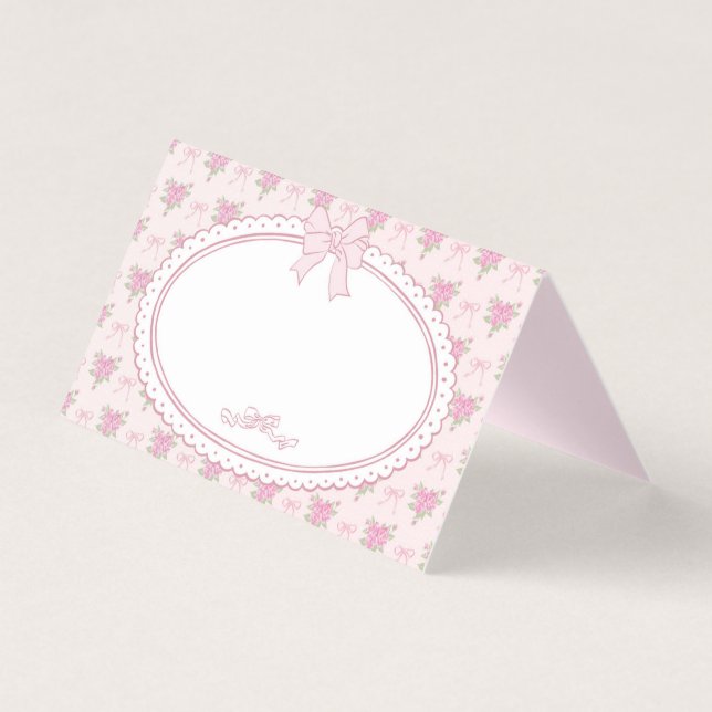 Pink Vintage Fancy Floral Place Card Table Decor (Vorderseite)