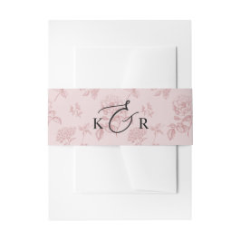Pink Vintage Floral Modern Monogram Wedding Einladungsbanderole