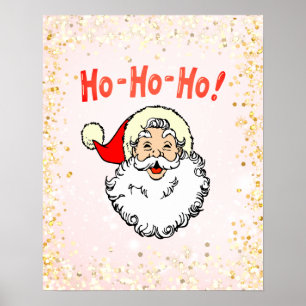 Pink Vintage Frohlicher Weihnachtsmann Lächelnder Poster