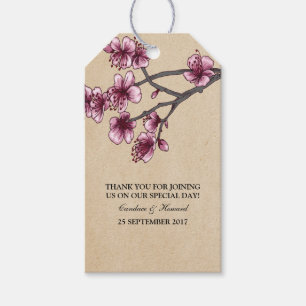 Pink Vintage Kirschblüten Giftmarken Geschenkanhänger