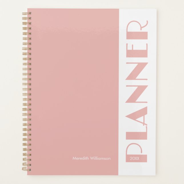 Pink Vintage Retro Stripe Personalized  Plan Planer (Vorderseite)