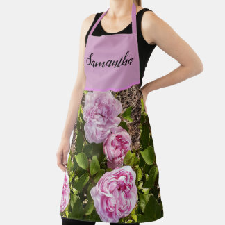 Pink Vintage Rose Roses Cabbage Vintage Apron Schürze