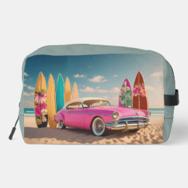 Pink Vintage Sportwagen Surfbrett Urlaub Waschbeutel