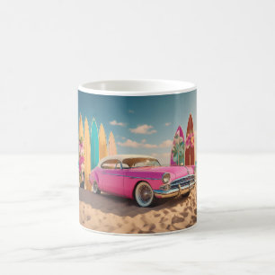 Pink Vintage Surfbretter Kaffeetasse