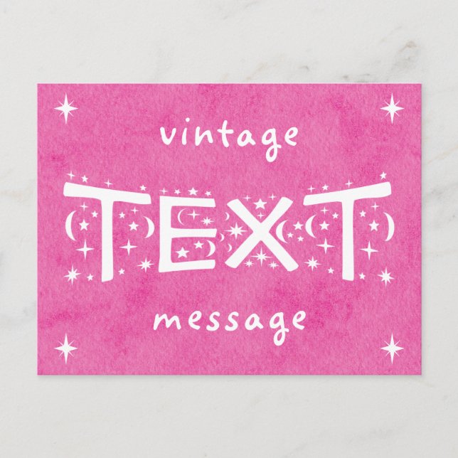Pink-Vintage Textnachricht Postkarte (Vorderseite)