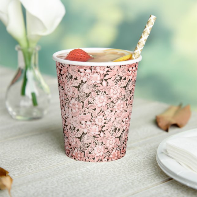 Pink Vintage Wedding Lace Pappbecher (In Situ)