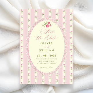 Pink vintage wedding save the date
