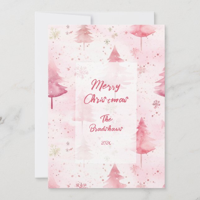 Pink Vintage Weihnachten Pine Trees (Vorderseite)