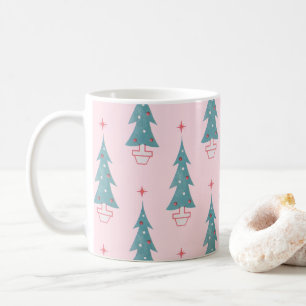 Pink Vintage Weihnachtsbaum Weihnachtsmuster Kaffeetasse
