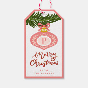 Pink Vintage Weihnachtsgeschenk Tag Geschenkanhänger