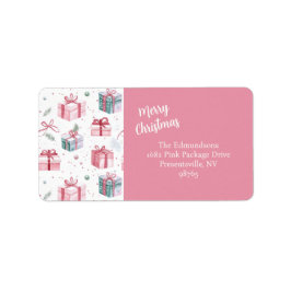 Pink Vintage Weihnachtsgeschenke Pakete Adressaufkleber