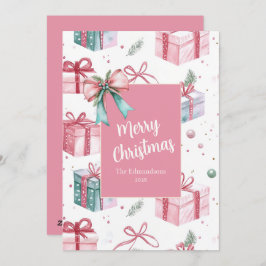 Pink Vintage Weihnachtsgeschenke Pakete Weihnachts Feiertagskarte