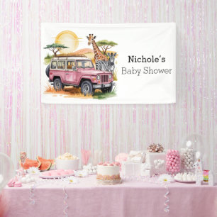 Pink Vintager LKW mit Safari Animals Baby Dusche Banner