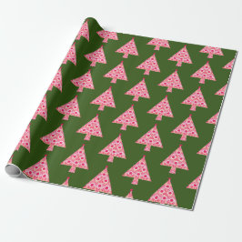 Pink Vintager Stil Weihnachtsbaum Wrapping Paper Geschenkpapier
