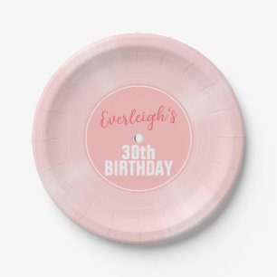 Pink Vinyl Record Music Personalisiert Geburtstag Pappteller