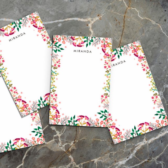 Pink & Violet Boho Wildblumen Name hinzufügen Post-it Klebezettel (Von Creator hochgeladen)