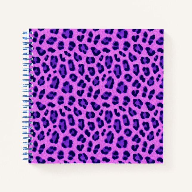 Pink Violet Leopard Tierdruckmuster Notizbuch (Vorderseite)