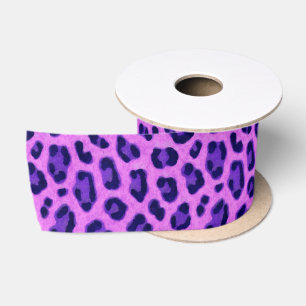 Pink Violet Leopard Tierdruckmuster Satinband