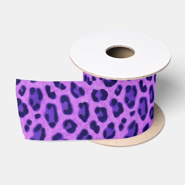 Pink Violet Leopard Tierdruckmuster Satinband (Spule)