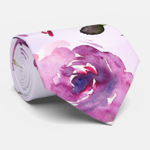 Pink Violet Peony & Orchid Garden Wedding Krawatte