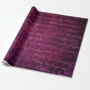 Pink Violet Vintages französisches Skriptmuster Geschenkpapier