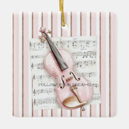 Pink Violin Music Sheet Keramikornament