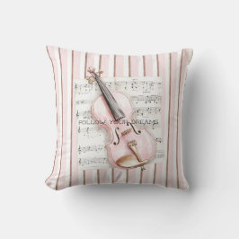Pink Violin Music Sheet Kissen