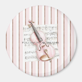 Pink Violin Music Sheet Magnet