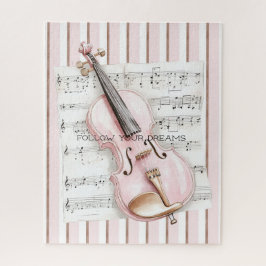 Pink Violin Music Sheet Puzzle