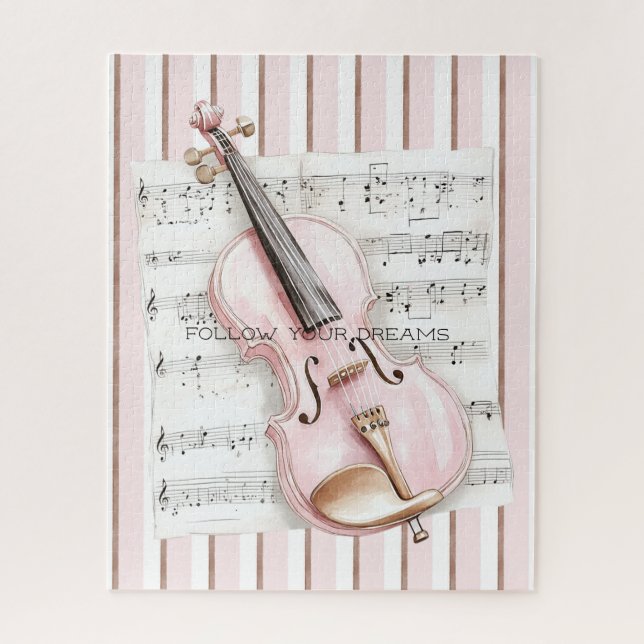 Pink Violin Music Sheet Puzzle (Vertikal)