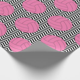 Pink Volleyball Black&White Zickzack Wrapping Pape Geschenkpapier