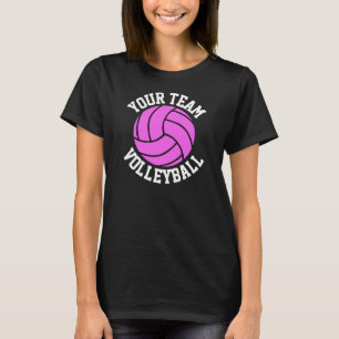 Pink Volleyball Custom Team Name Women's Black T-S T-Shirt