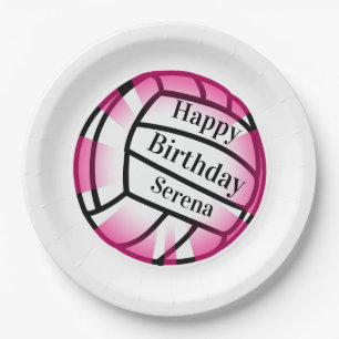 Pink Volleyball Happy Geburtstag Custom Paper Part Pappteller