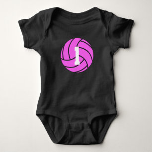 Pink Volleyball Jersey Nummer Baby Bodysuit Strampler