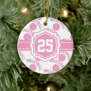 Pink Volleyball Keramik Ornament