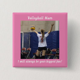 Pink Volleyball Mama Foto Button