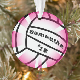 Pink Volleyball mit Name und Nummer Weihnachten Ornament