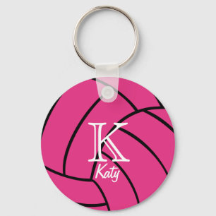 Pink Volleyball Monogram Schlüsselanhänger