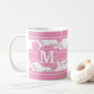 Pink Volleyball - Monogramm Kaffeetasse