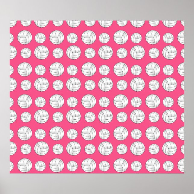 Pink-Volleyball-Muster Poster (Vorne)