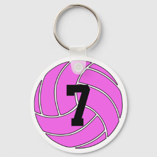 Pink Volleyball Player Custom Jersey Number / Text Schlüsselanhänger