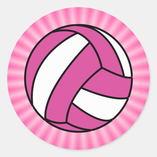 Pink Volleyball Runder Aufkleber (Vorderseite)